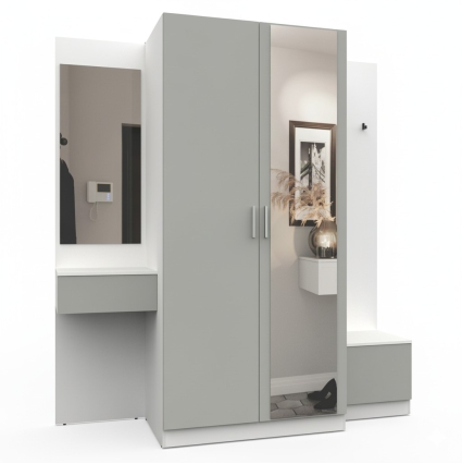 Набор мебели для прихожей "Марсель-160" МР 01-160 В2160 Ш2000 Г580 (ЛДСП Шиншилла серая) Набор мебели для прихожей "Марсель-160" МР 01-160 В2160 Ш2000 Г580 (ЛДСП Шиншилла серая)